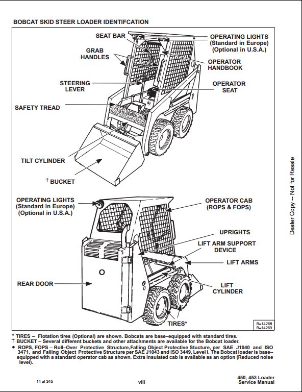 Bobcat 450 453 Skid Steer Loader Service Repair Manual