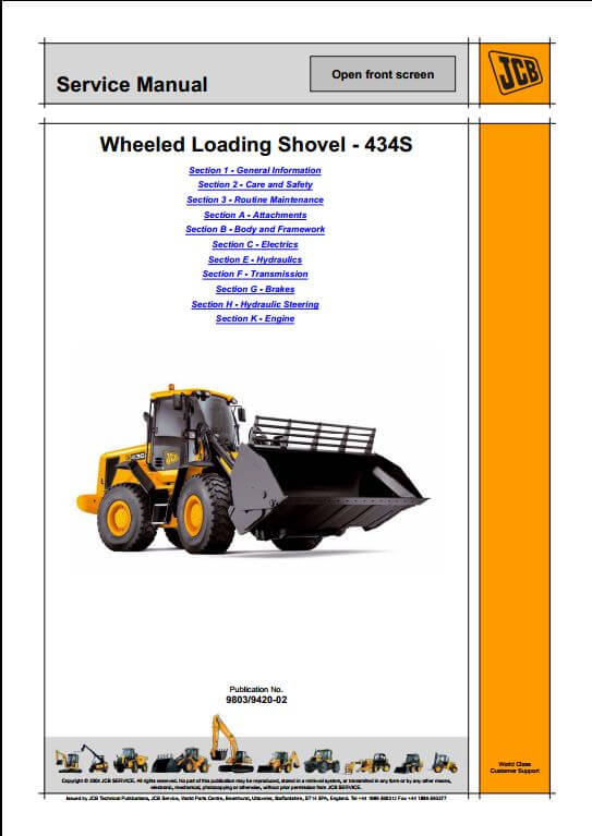 Jcb 434s Wheeled Loader Service Repair Manual