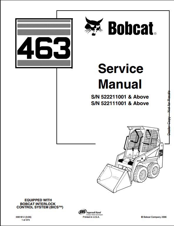 Bobcat 463 Skid Steer Loader Service Repair Workshop