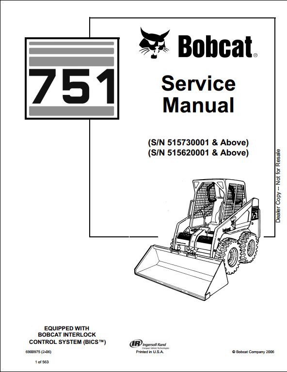 Bobcat 751 Skid Steer Loader Service Repair Workshop