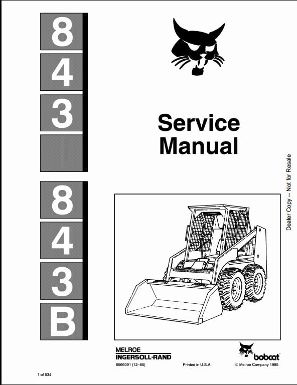 Bobcat 843 843B Skid Steer Loader Service Repair Workshop ... loader kobelco wiring diagram 