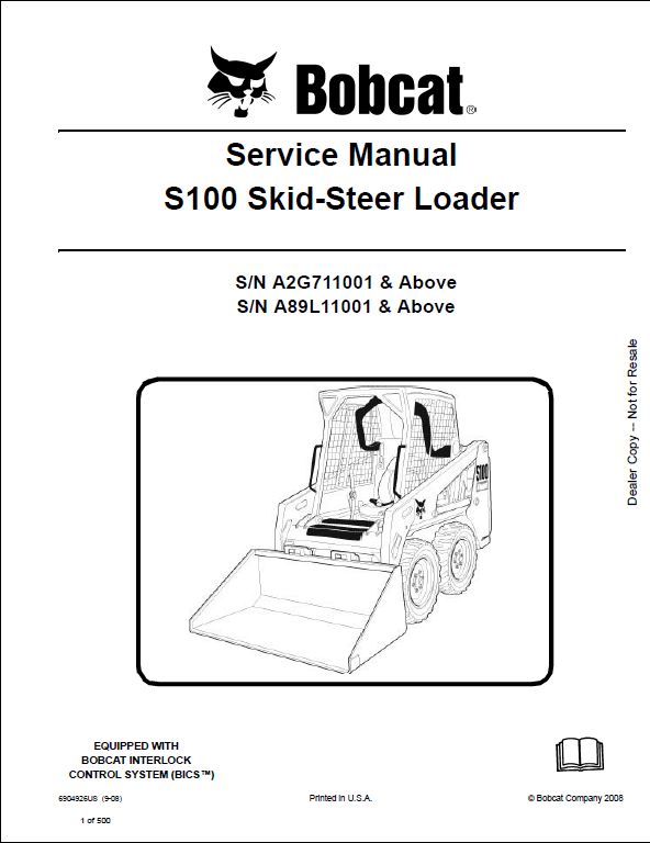 Bobcat S100 Skid Steer Loader Service Repair Workshop