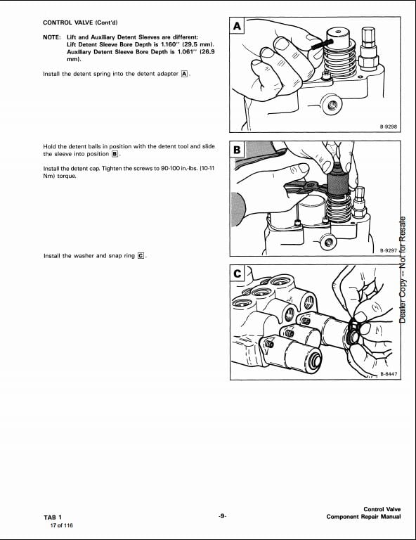 Bobcat Melroe Hydraulic Control Valve Service Repair