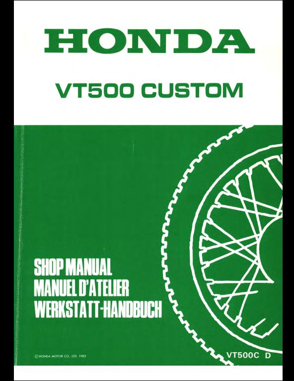 1983 Honda Vt500c Motorcycle Service