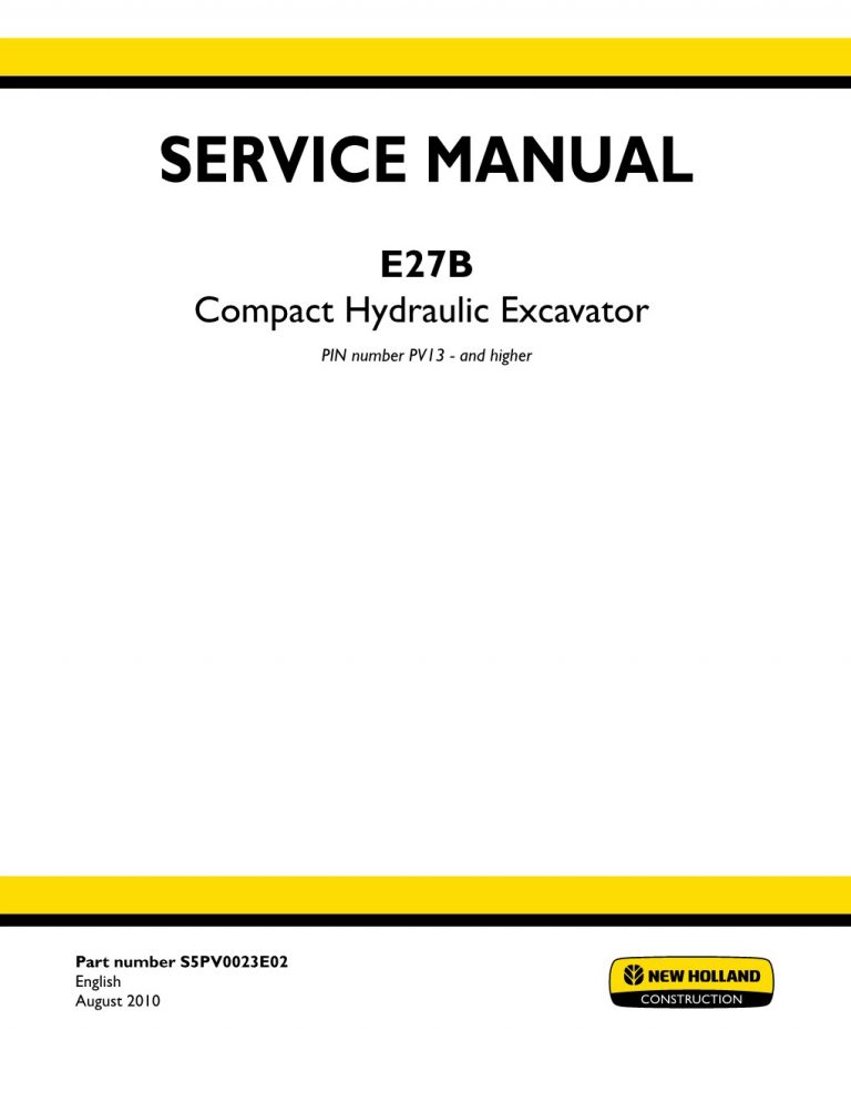 New Holland E27B Compact Hydraulic Excavator Service Repair Manual A