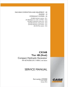 Case CX36B Tier 4B (final) Crawler Excavator Service Manual