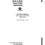 John Deere Articulated Tractors 8440 8460 4WD Diagnostic and Repair Technical Service Manual