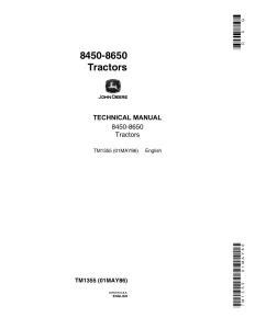 John Deere Articulated Tractors 8450 8650 4WD Technical Manual