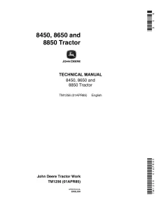 John Deere Articulated Tractors 8450 8650 8850 4WD Technical Manual