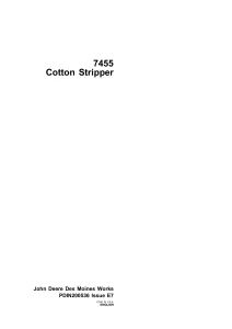 John Deere Cotton Picker Des Moines Works 7455 PDIN200536 Issue E7 Pre Delivery Instruction Manual
