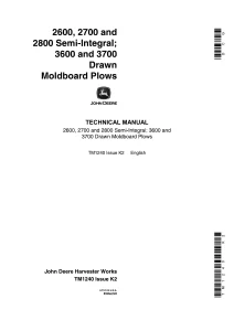 John Deere 2600, 2700 and 2800 Moldboard Plows Technical Manual