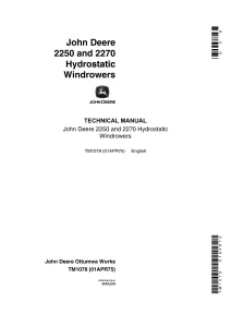 John Deere Hydrosatic Windrowers 2250 2270 Technical Manual