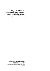 John Deere Side Delivery Rakes 64 74 75 pdie87593 Pre Delivery Instruction Manual