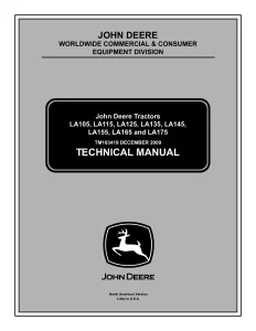 John Deere LA105 LA115 LA125 LA135 LA145 LA155 LA165 LA175 Tractor Technical Manual