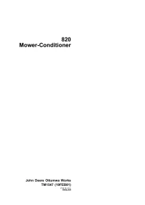 John Deere Mover Conditioner 820 Technical Manual