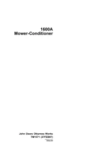 John Deere Mower Conditioner 1600A Technical Manual