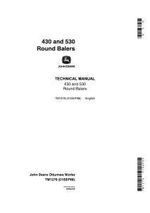 John Deere Round Balers 430 530 Technical Manual