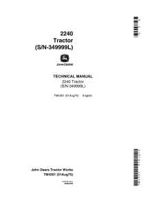 John Deere Tractor 2240 Technical Manual