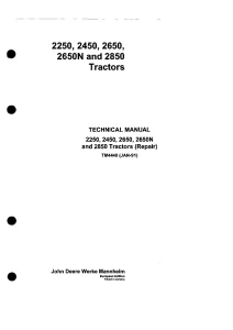 John Deere Tractor 2250 2450 2650 2650N 2850 Technical Manual