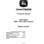 John Deere Tractor 7600 7700 7800 Repair Manual