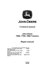 John Deere Tractor 7600 7700 7800 Repair Manual