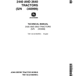 John Deere Tractors 2440 2640 Technical Manual