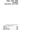 John Deere Tractors 4555 4755 4955 4560 4760 4960 Technical Manual