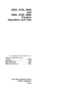 John Deere Tractors 4555 4755 4955 4560 4760 4960 Technical Manual