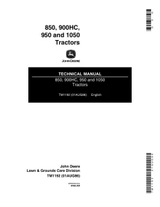 John Deere Utility Tractors 1050 850 900HC 950 Technical Manual