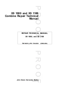 John Deere Combine X9 1000 & X9 1100 TM154519_LPB 17AUG20 Repair Technical Manual