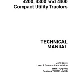 John Deere Compact Utility Tractors 4200 4300 4400 TM1677 Technical Manual