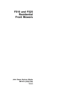 John Deere Front Mower F510 F525 tm1475 Technical Manual