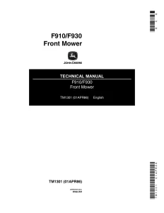 John Deere Front Mower F910 F930 tm1301 Technical Manual