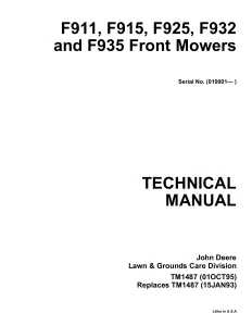 John Deere Front Mower F911 F915 F925 F932F F935 tm1487 Technical Manual