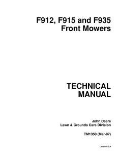 John Deere Front Mower F912 F915 F935 tm1350 Technical Manual