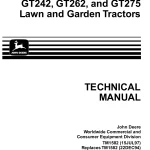 John Deere Lawn Tractors GT242 GT262 GT275 tm1582 Technical Manual