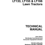 John Deere Lawn Tractors LT133 LT155 LR166 tm1695 Technical Manual