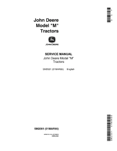 John Deere Tractor M Service Manual