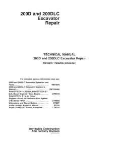 John Deere 200D and 200DLC Excavator Repair Manual