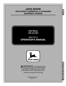 John Deere 240 250 Skid Steer Loader Operators Manual OMKV11661