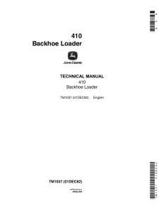 John Deere Backhoe Loader 410 tm1037 Technical Manual
