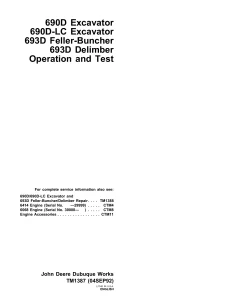John Deere Excavators 690D 690D-LC 639D tm1387 Technical Manual EN PDF