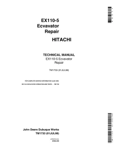 John Deere Excavators Hitachi Ex110-5 TM1733 Technical Manual