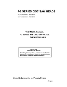 John Deere FG Series Disc Saw Heads tmf382270 Technical Manual