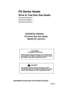 John Deere Heads Drive To Tree Disc Saw Heads FD Series tmf381707 Technical Manual