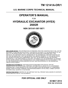 John Deere Hydraulic Excavator HYEX 250GR TM12141AOR1 Operator Manual
