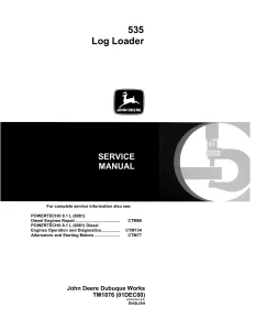 John Deere Log Loader 535 TM1876 Technical Manual