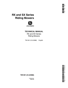 John Deere Riding Mowers RX SX tm1391 Technical Manual