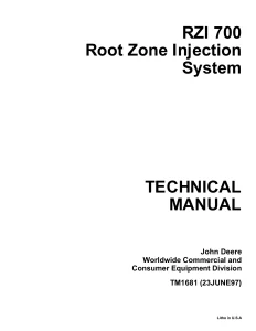 John Deere Root Zone Injection System RZI 700 tm1681 Technical Manual