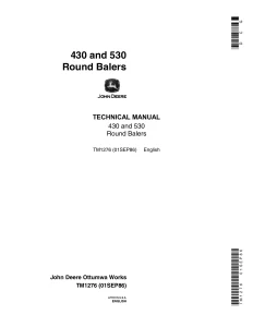 John Deere Roung Balers 430 530 tm1276 Technical Manual